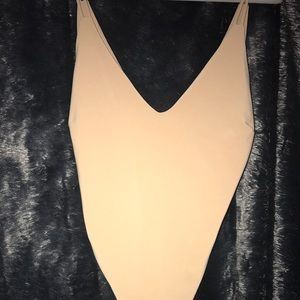 Beige deep cute bodysuit